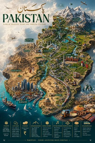 Pakistan floats as a handcrafted island beneath cinematic clouds