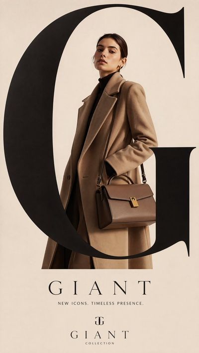 Oversized serif initial shapes a luxury fashion campaign mockup