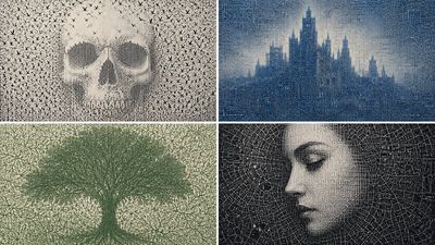 A binary grid conceals two distinct forms in a single image