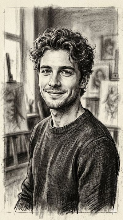 Charcoal Elegance: A Young Man's Portrait