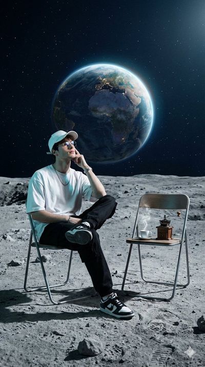 Cosmic Contemplation: A Surreal Fashion Portrait