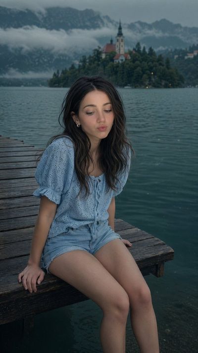 Tranquil Reflection at Lake Bled: Cinematic Portrait in Twilight