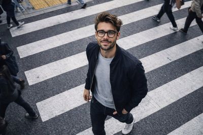 Candid Moment on a Busy Street