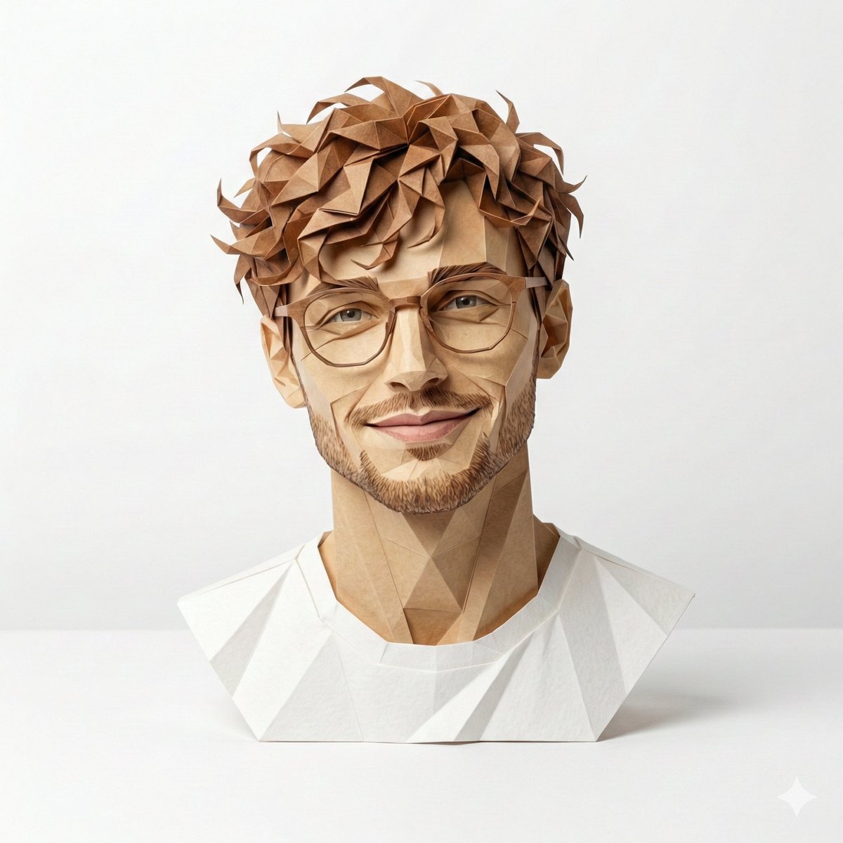 Origami Reimagined: A Hyper-Detailed Paper Portrait