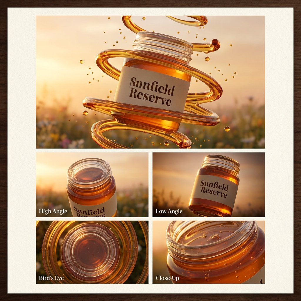 Golden Elegance: Sunfield Reserve Honey Jar in 8K Detail