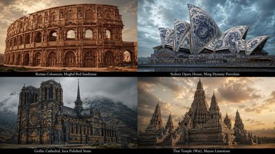 A Gothic cathedral built from intricately carved Baltic amber blocks
