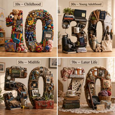 Four decades of life displayed in tactile typographic sculptures
