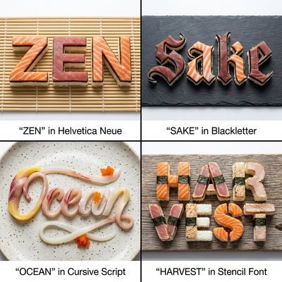 Sushi Typography: Four Fonts Crafted from Fresh Sashimi