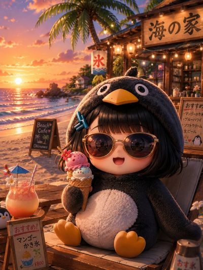 Charming Chibi Dreamscape at Sunset