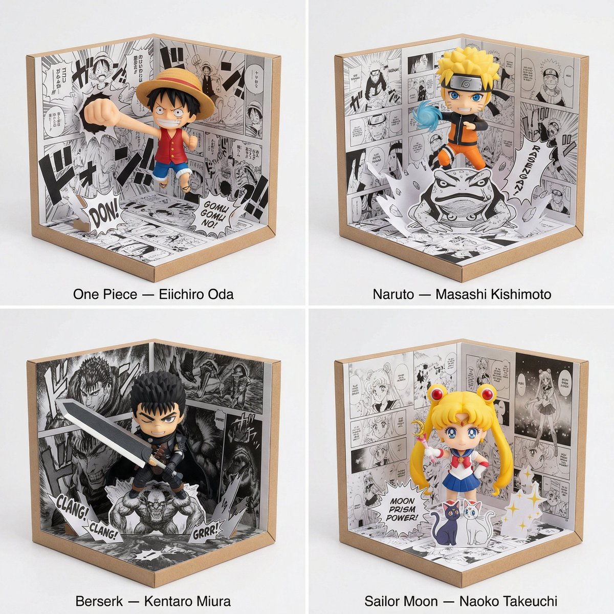 Chibi Manga Diorama: A Playful Tribute to Iconic Heroes