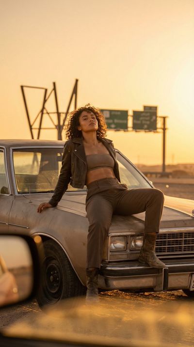 Sunset Swagger: Roadside Couture in the Desert