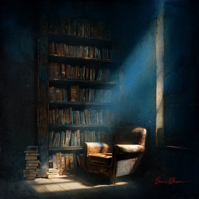 Noir Library in Light and Shadow
