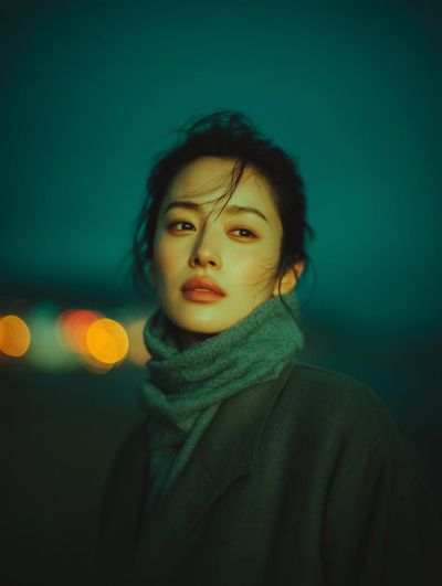 Cinematic Night Glow: A Portrait of Elegance