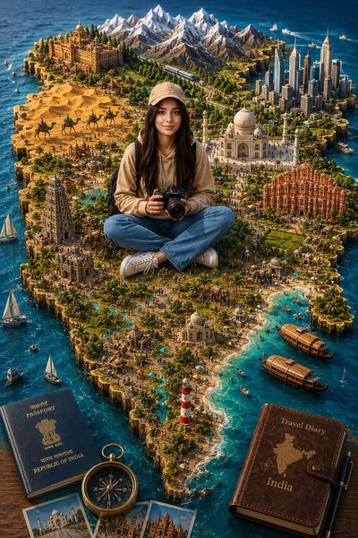 A travel photographer explores India's miniature map in a diorama