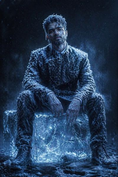 Frozen Solitude in Cinematic Ice Portrait