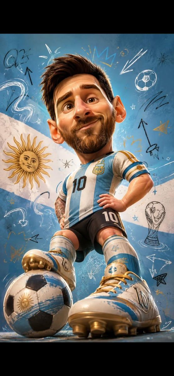 Messi poses with oversized head on Argentina jersey in vibrant poster