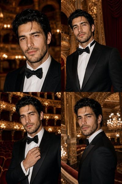 Tuxedo Portraits in a Gilded Opera House