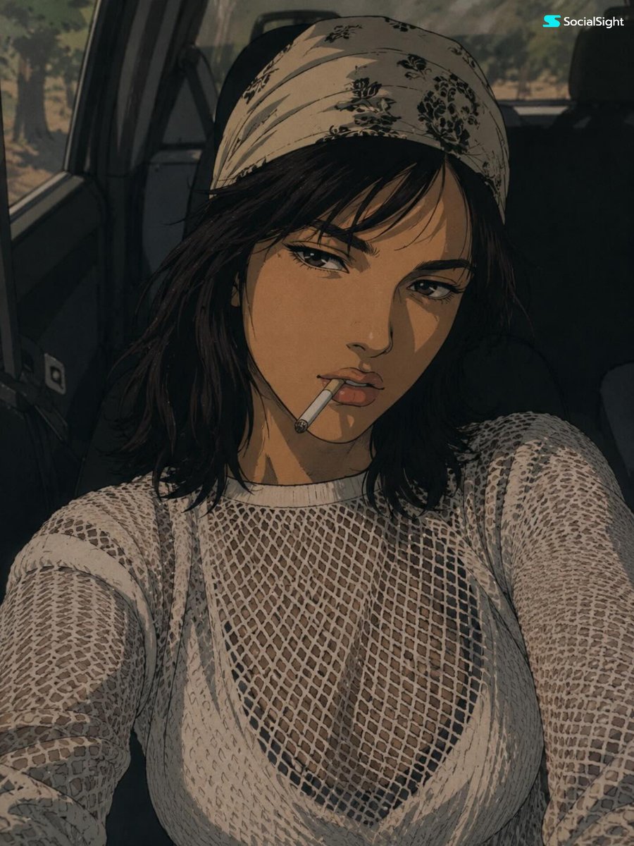 A confident man with a cigarette glares through 90s anime style