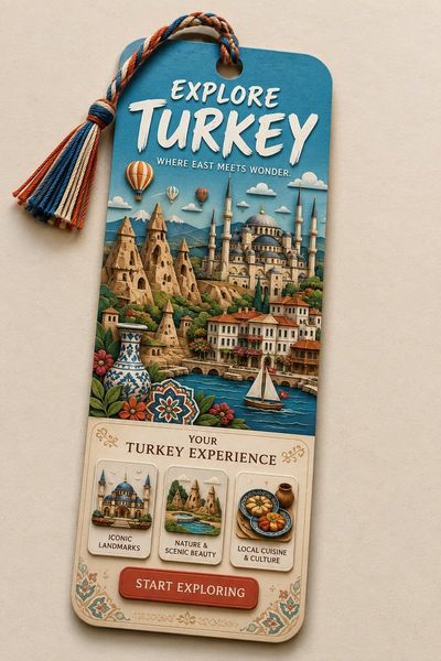 A layered bookmark showcases Paris landmarks with a braided tassel