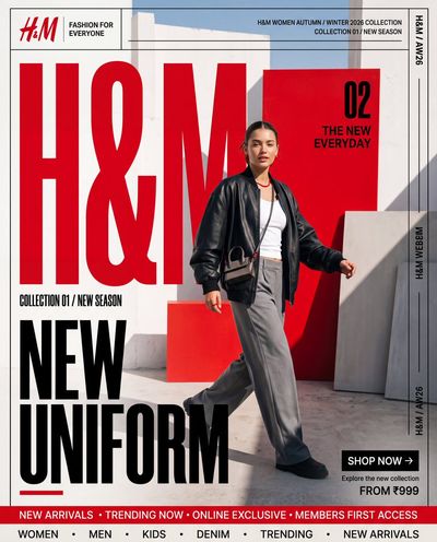H&M New Uniform Poster Bold Typography and Fashion Model