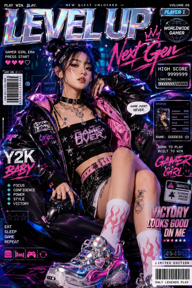 Y2K Gamer Queen: A Luxurious Digital Dream