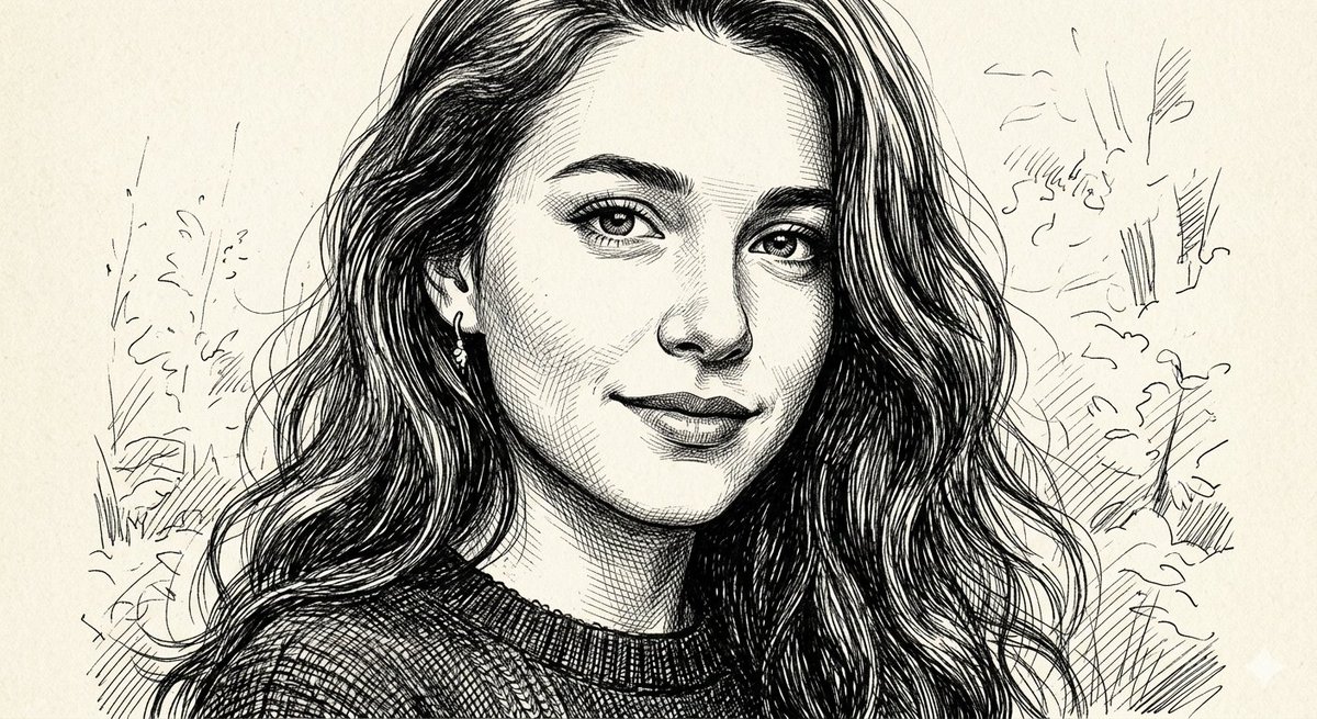 Intricate Ink Portrait of Serenity