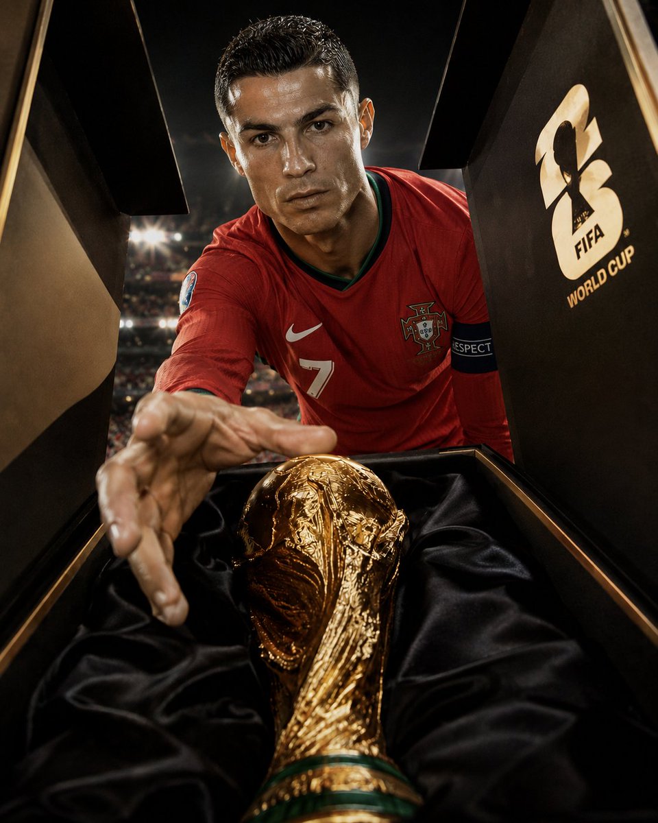 Messi reaches for the World Cup trophy inside a luxury box