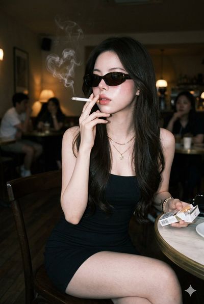 Café Cigarette Break in Vintage Style