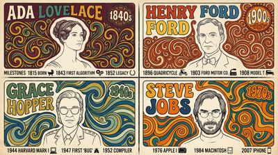 Four Legendary Founders Rendered in Vibrant Screenprint 2x2 Grid