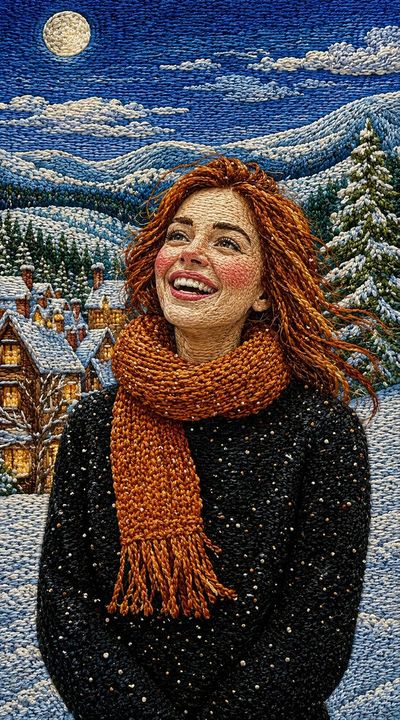 Hand-embroidered portrait preserves exact facial features with thread.