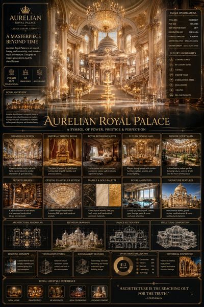 Golden arches and crystal chandeliers define this royal palace interior