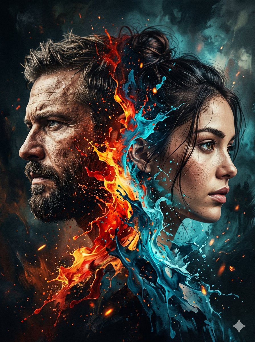 Dual Profiles in Fiery Liquid Contrast