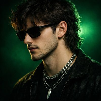 Cinematic Edge: A Stylish Portrait in Emerald Light
