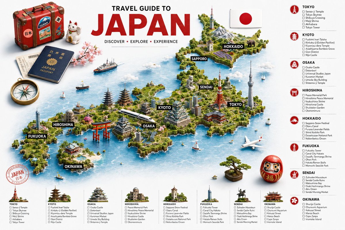 Cinematic Travel Infographic: Explore Four Iconic Countries