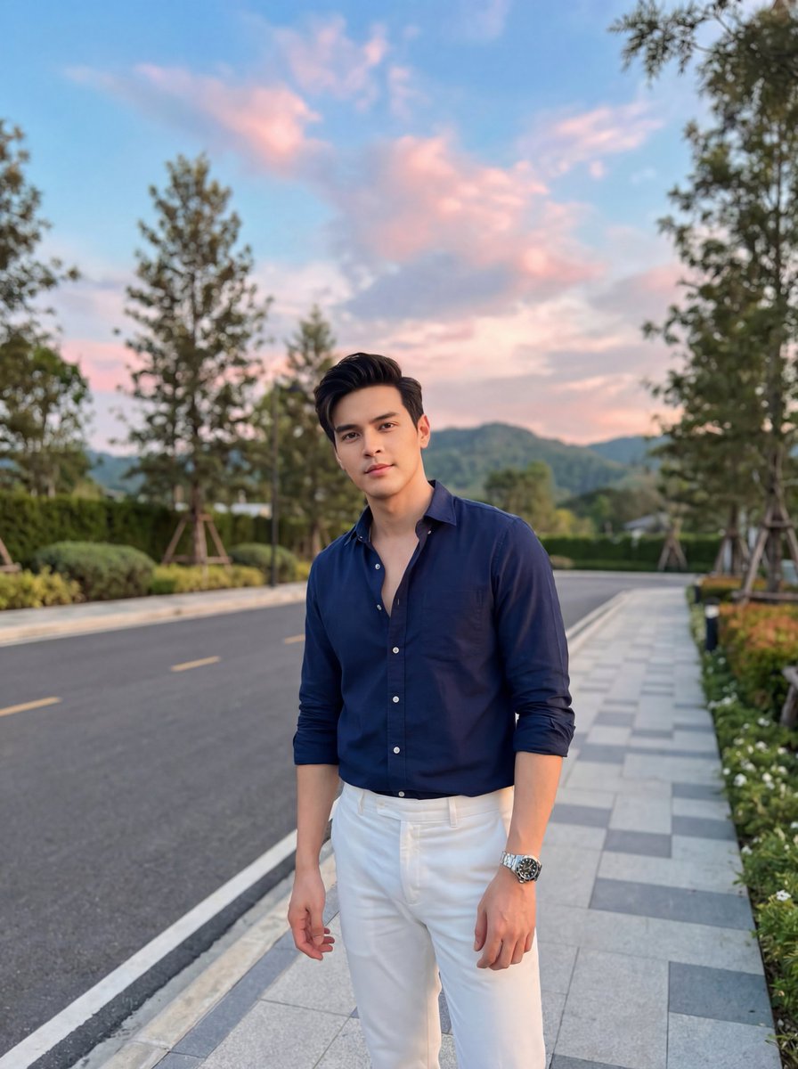 Chic Sunset Stroll: A Fashionable Portrait