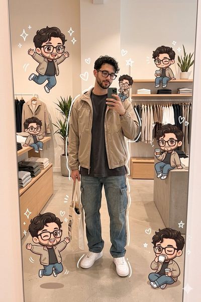 Chibi Reflections in a Trendy Store