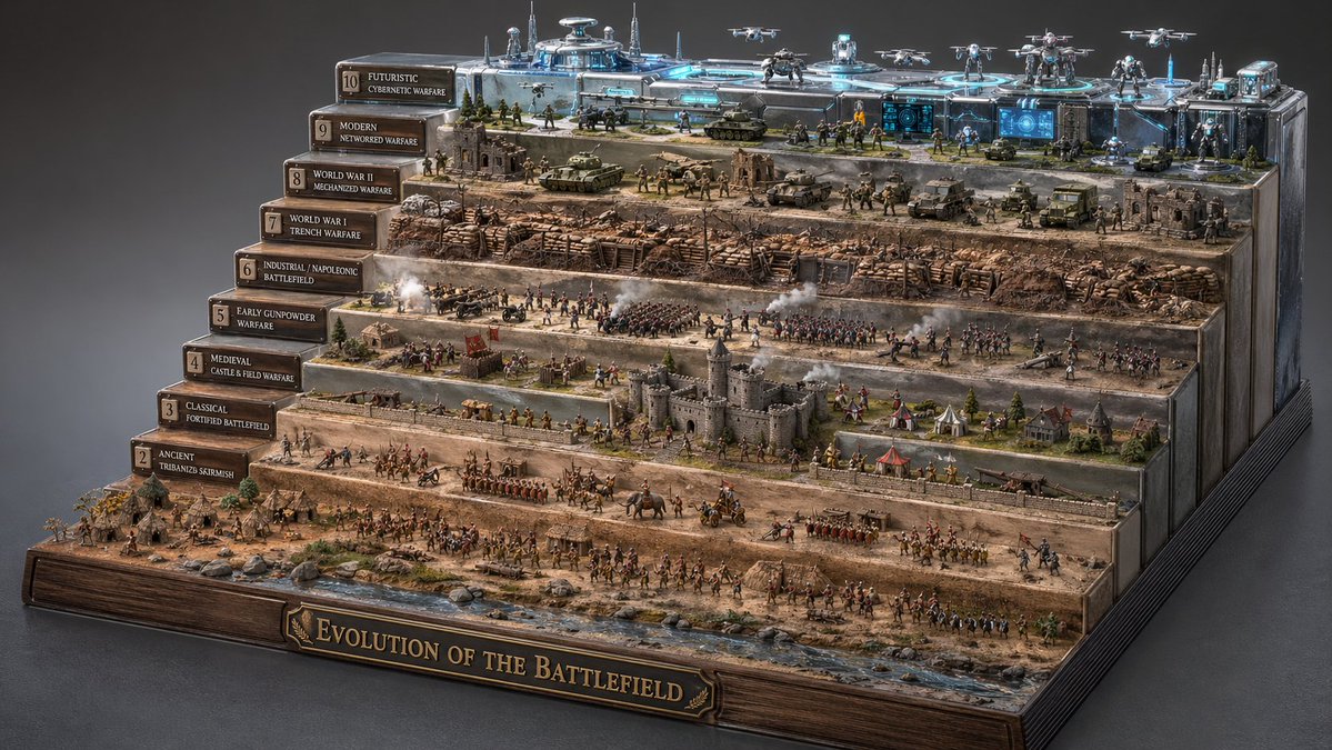 The Evolution of Warfare: A 3D Time-Lapse Diorama