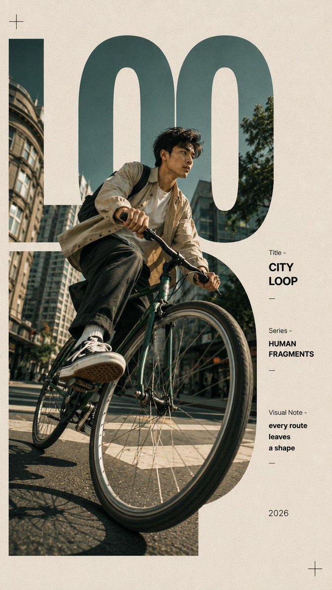 A roller skater glides past giant letters in urban scene