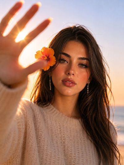 Golden Hour Serenity: A Beachside Portrait