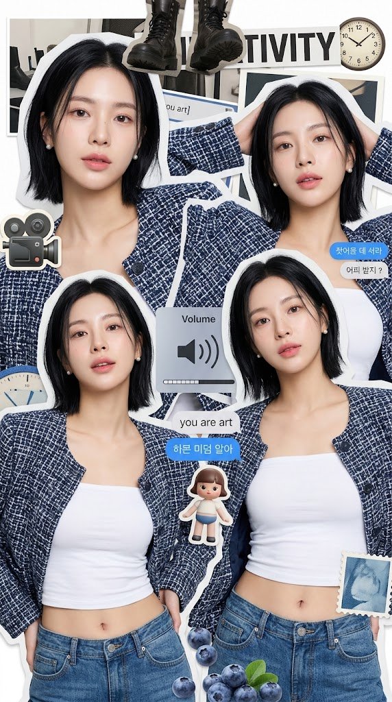 Digital Scrapbook Collage of a Playful Young Woman