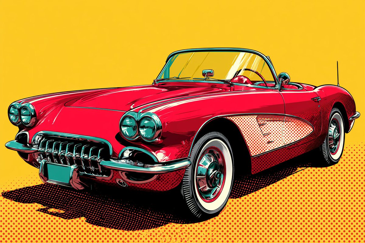 A retro pop art poster of a smiling woman with bold outlines.