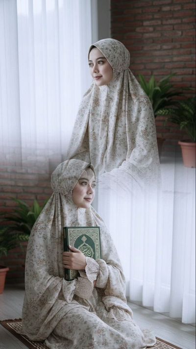 Serene Beauty in Soft Beige Mukena