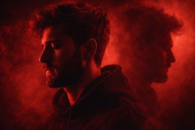 Crimson Contemplation: Cinematic Portrait in Monochrome Red