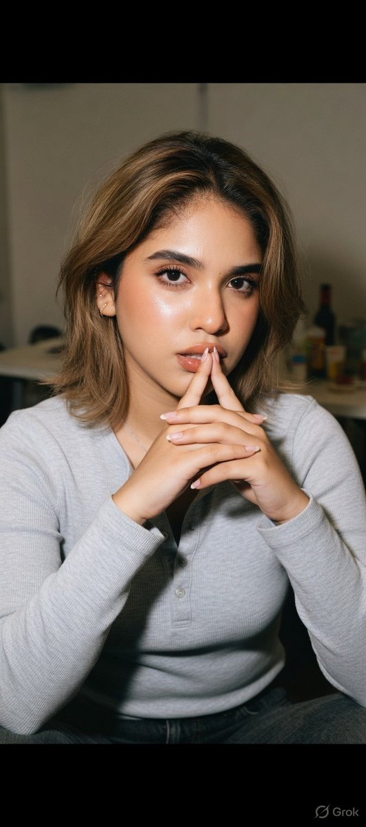 Candid Introspection: Raw Flash Portrait of Thoughtful Young Woman