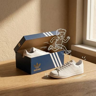 Sneaker Sketch Fusion in Sunlit Studio