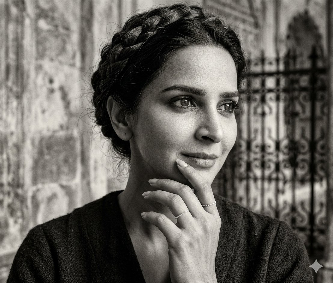 Timeless Elegance in Monochrome: A Woman’s Pensive Portrait
