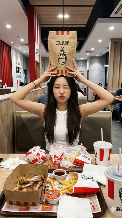 Playful Fast-Food Moment in KFC Booth