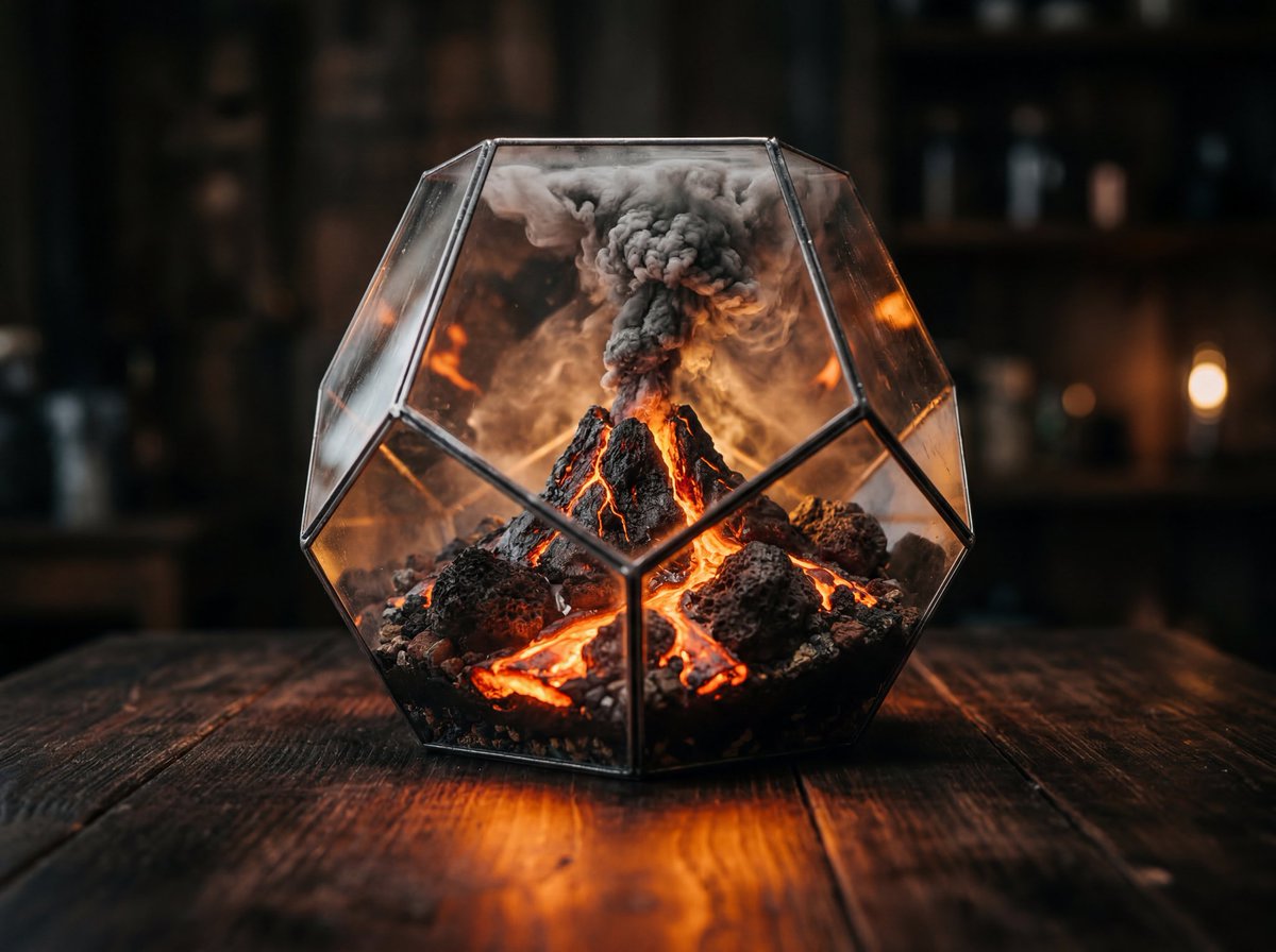 Miniature Ecosystem in Glass Container Illuminated by Soft Light