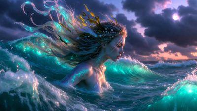 Siren Rising from the Stormy Sea