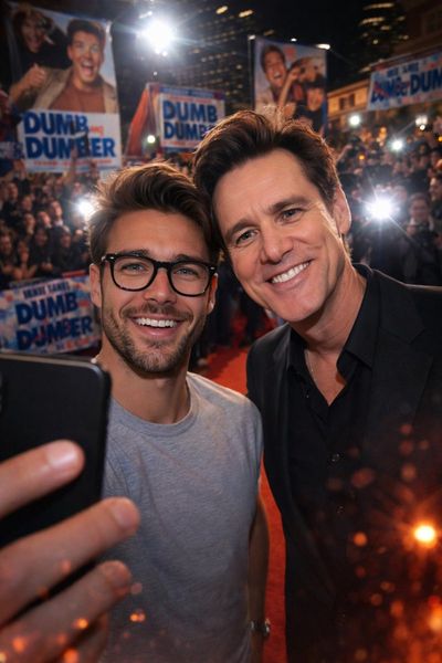 Iconic Selfie Moment at Dumb and Dumber Premiere with Jim Carrey